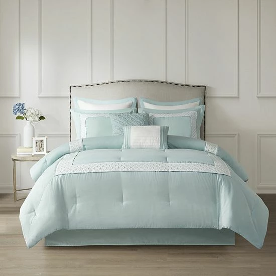 Madison Park 8-piece Carlton Comforter Set Aqua - Image 15