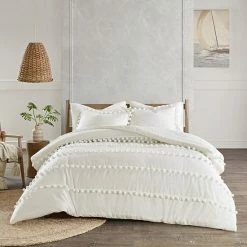 Madison Park Tracie 3-piece Pom Pom Cotton Comforter Set Ivory