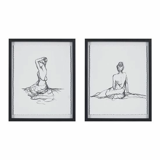 Madison Park Feminine Figure Framed Wall Art 2-piece Set