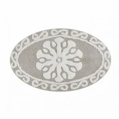 Madison Park Marrakesh Medallion Cotton Tufted Oval Bath Rug Taupe