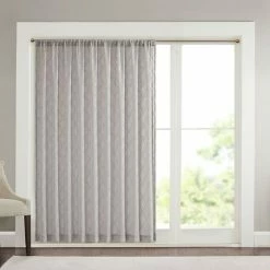 Madison Park 1-Panel Iris Diamond Sheer Patio Window Curtain White Gray