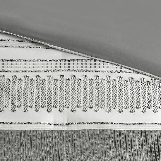 Madison Park Alan 3-Piece Clipped Jacquard Duvet Cover Set With Shams - Image 2