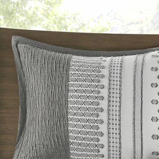 Madison Park Alan 3-Piece Clipped Jacquard Duvet Cover Set With Shams - Image 6