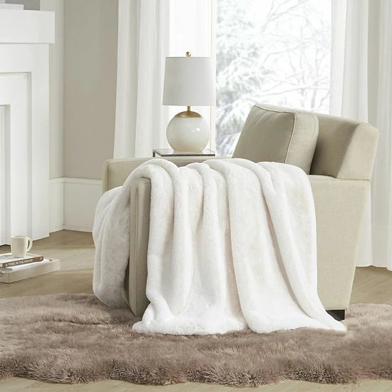 Madison Park Bristol Cozy & Warm Solid Premium Faux Fur Throw Tan - Image 4