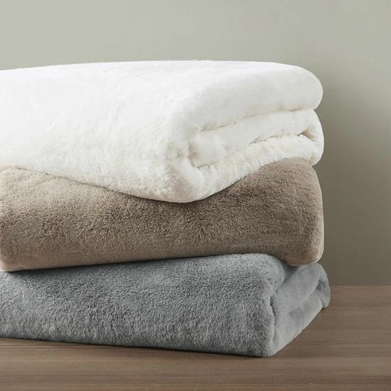 Madison Park Bristol Cozy & Warm Solid Premium Faux Fur Throw Tan - Image 8