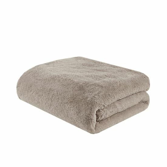Madison Park Bristol Cozy & Warm Solid Premium Faux Fur Throw Tan - Image 11