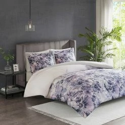 Madison Park Adella 3-piece Printed Duvet Cover Set Purple