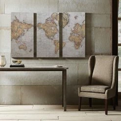 Madison Park World Map Canvas Wall Art 3-piece Set