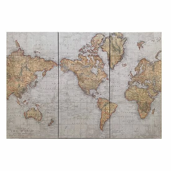 Madison Park World Map Canvas Wall Art 3-piece Set - Image 2