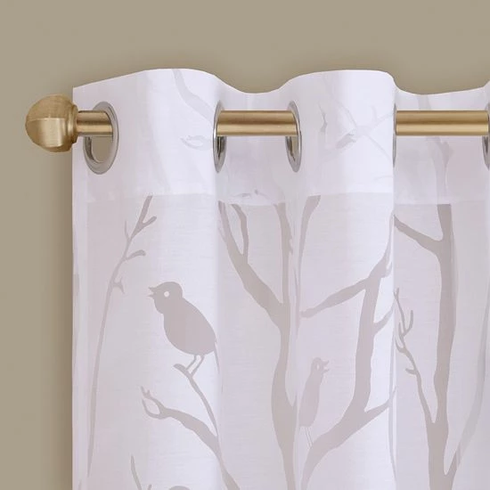 Madison Park 1-Panel Vina Sheer Bird Window Curtain White - Image 2