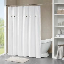 Madison Park Rianon Waffle Weave Textured Shower Curtain White
