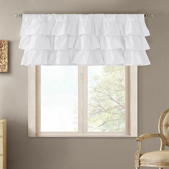 Madison Park Jocelyn Oversized Ruffle Valance White