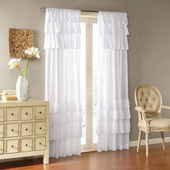 Madison Park Jocelyn Oversized Ruffle Valance White - Image 3