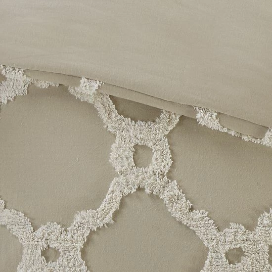 Madison Park Nollie Cotton Chenille Geometric 3-piece Duvet Cover Set White - Image 2