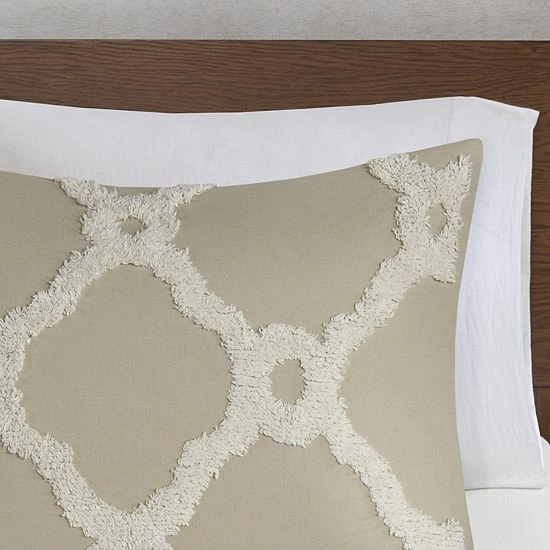 Madison Park Nollie Cotton Chenille Geometric 3-piece Duvet Cover Set White - Image 5