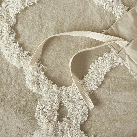 Madison Park Nollie Cotton Chenille Geometric 3-piece Duvet Cover Set White - Image 8