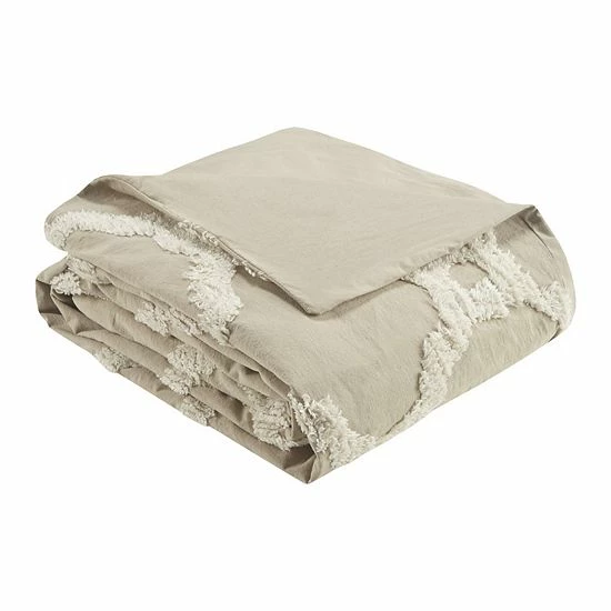 Madison Park Nollie Cotton Chenille Geometric 3-piece Duvet Cover Set White - Image 10