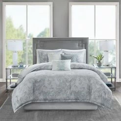 Madison Park Nowell 7-piece Cotton Sateen Comforter Set Gray