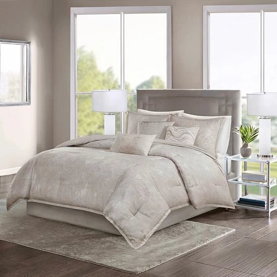 Madison Park Nowell 7-piece Cotton Sateen Comforter Set Gray - Image 9