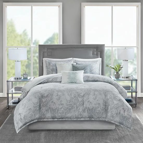 Madison Park Nowell 7-piece Cotton Sateen Comforter Set Gray - Image 11