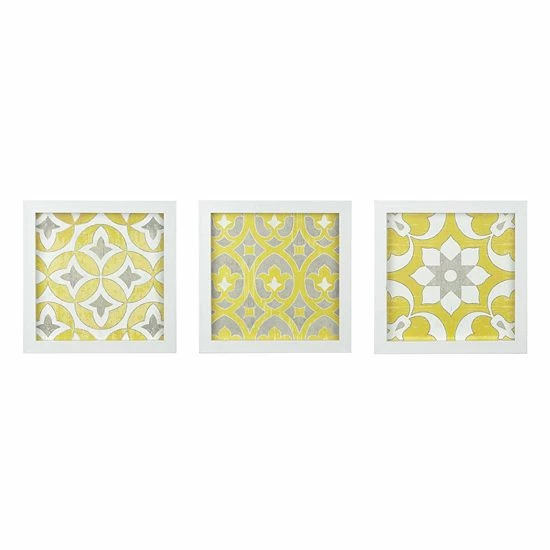 Madison Park Ornos Tile Paper Framed Wall Art 3-piece Set Navy