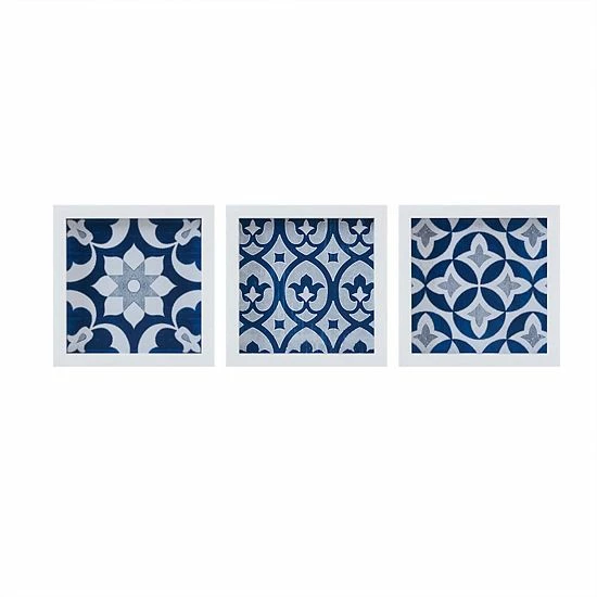 Madison Park Ornos Tile Paper Framed Wall Art 3-piece Set Navy - Image 10