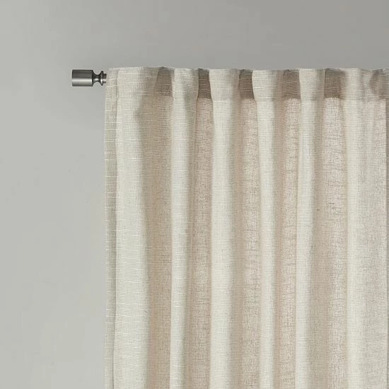 Madison Park 1-panel Barnet Faux Linen Light Filtering Rod Pocket And Back Tab Window Curtain Gray - Image 2