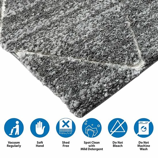 Madison Park Sophia Talas Trellis Woven Plush Area Rug Gray Cream - Image 4