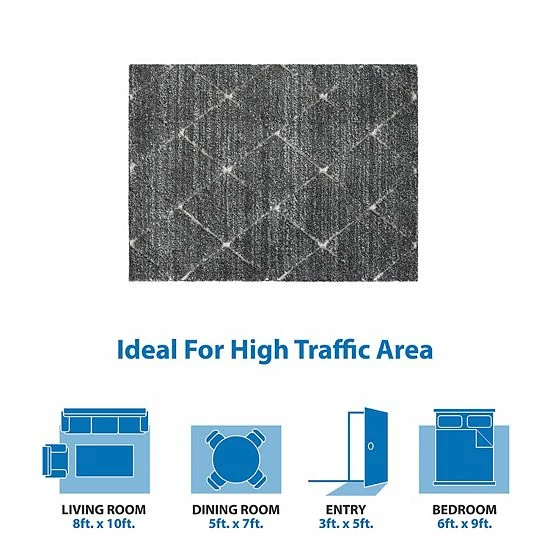 Madison Park Sophia Talas Trellis Woven Plush Area Rug Gray Cream - Image 5