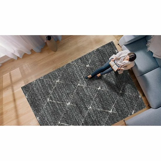 Madison Park Sophia Talas Trellis Woven Plush Area Rug Gray Cream - Image 7