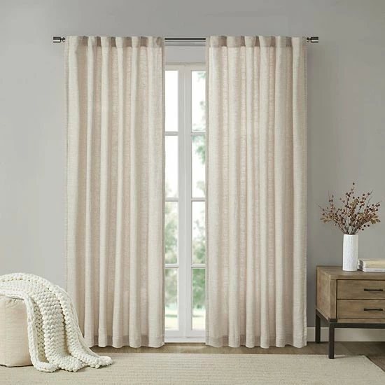 Madison Park 1-panel Barnet Faux Linen Light Filtering Rod Pocket And Back Tab Window Curtain Gray - Image 8