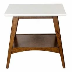 Madison Park Avalon Mid-Century Modern End Table White Brown