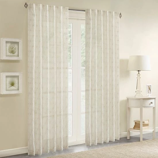 Madison Park 1-Panel Kida Sheer Window Curtain White - Image 2
