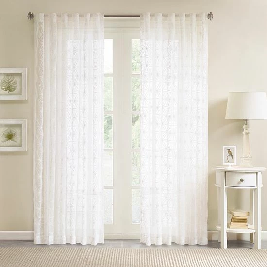 Madison Park 1-Panel Kida Sheer Window Curtain White - Image 6