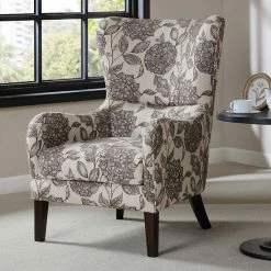 Madison Park Leda Swoop Wing Arm Chair Gray