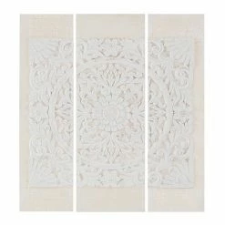 Madison Park Mandala 3D Embellished Canvas Wall Art 3-piece Set White