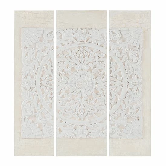 Madison Park Mandala 3D Embellished Canvas Wall Art 3-piece Set White