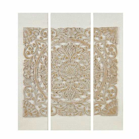 Madison Park Mandala 3D Embellished Canvas Wall Art 3-piece Set White - Image 9