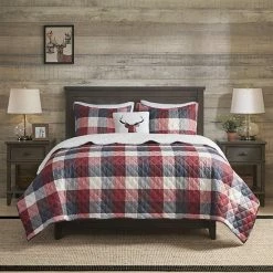 Madison Park Meadow Printed Herringbone To Sherpa Reversible Coverlet Set