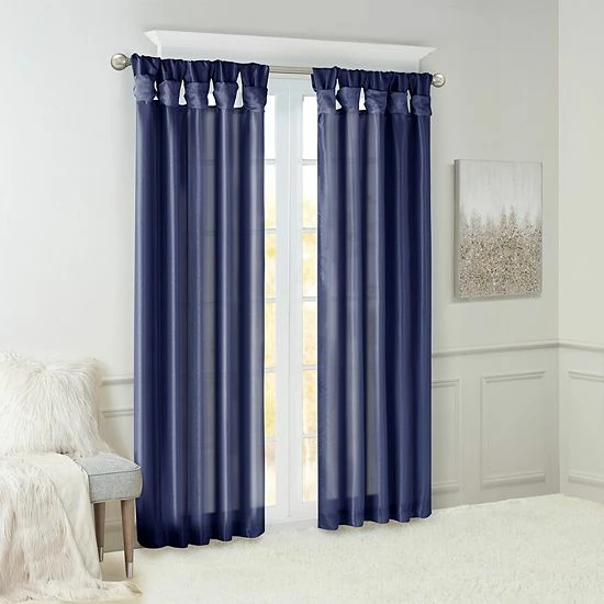 Madison Park 1-Panel Natalie Light Filtering Twisted Tab Lined Window Curtain Dusty Aqua - Image 4