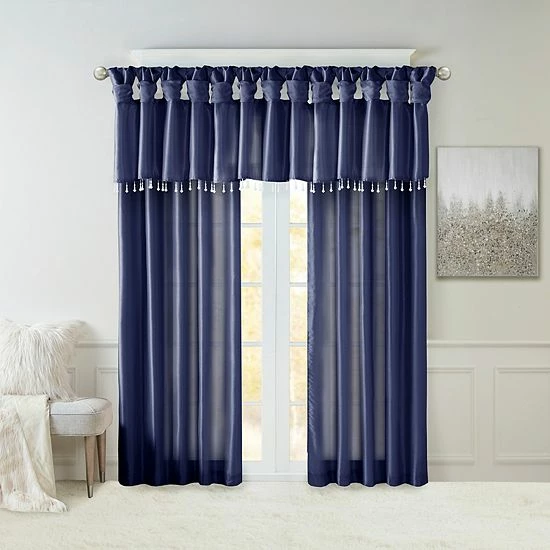 Madison Park 1-Panel Natalie Light Filtering Twisted Tab Lined Window Curtain Dusty Aqua - Image 6