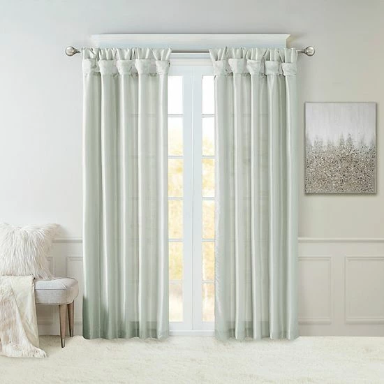 Madison Park 1-Panel Natalie Light Filtering Twisted Tab Lined Window Curtain Dusty Aqua - Image 10
