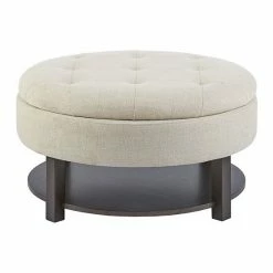 Madison Park Javier Round Storage Ottoman Denim