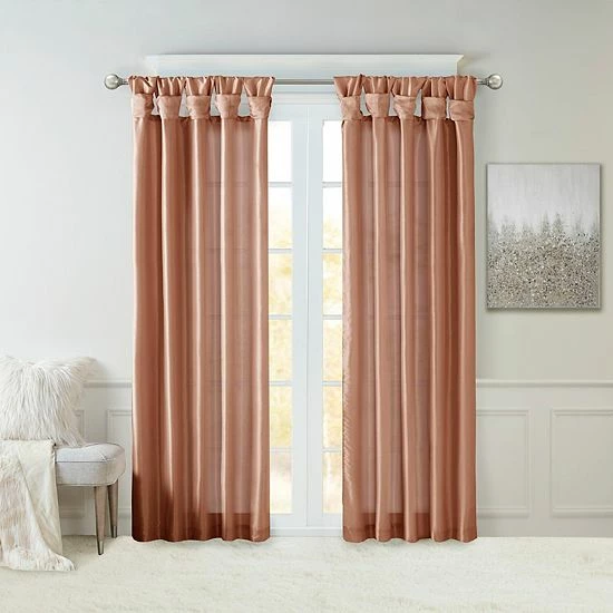 Madison Park 1-Panel Natalie Light Filtering Twisted Tab Lined Window Curtain Dusty Aqua - Image 12