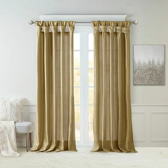 Madison Park 1-Panel Natalie Light Filtering Twisted Tab Lined Window Curtain Dusty Aqua - Image 13