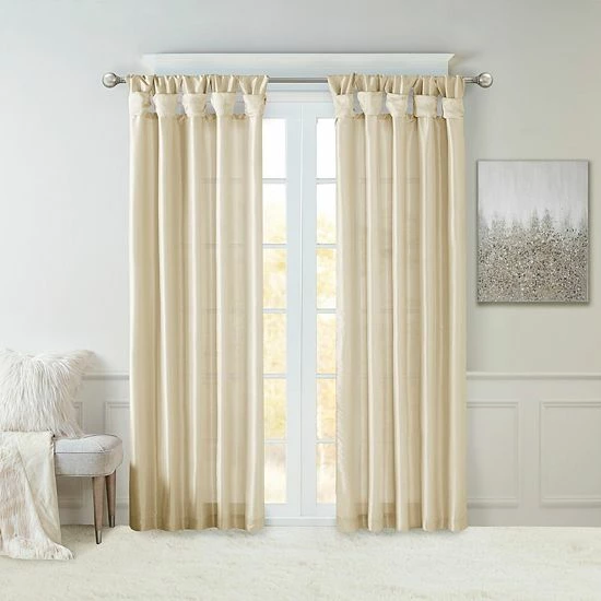 Madison Park 1-Panel Natalie Light Filtering Twisted Tab Lined Window Curtain Dusty Aqua - Image 15