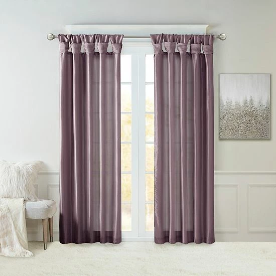 Madison Park 1-Panel Natalie Light Filtering Twisted Tab Lined Window Curtain Dusty Aqua - Image 16