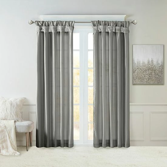 Madison Park 1-Panel Natalie Light Filtering Twisted Tab Lined Window Curtain Dusty Aqua - Image 18