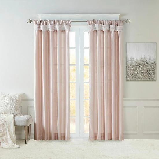 Madison Park 1-Panel Natalie Light Filtering Twisted Tab Lined Window Curtain Dusty Aqua - Image 19
