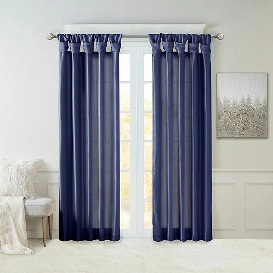 Madison Park 1-Panel Natalie Light Filtering Twisted Tab Lined Window Curtain Dusty Aqua - Image 20
